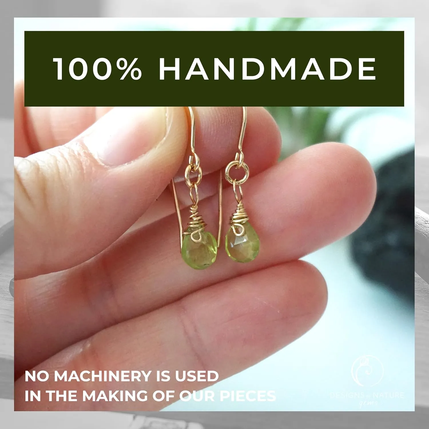 Designs by Nature Gems - Genuine Peridot Earrings - Hypoallergenic Gold Filled Earrings - Natural August Birthstone Jewelry - August Gift Jewelry - Handmade Raw Gemstone Jewelry