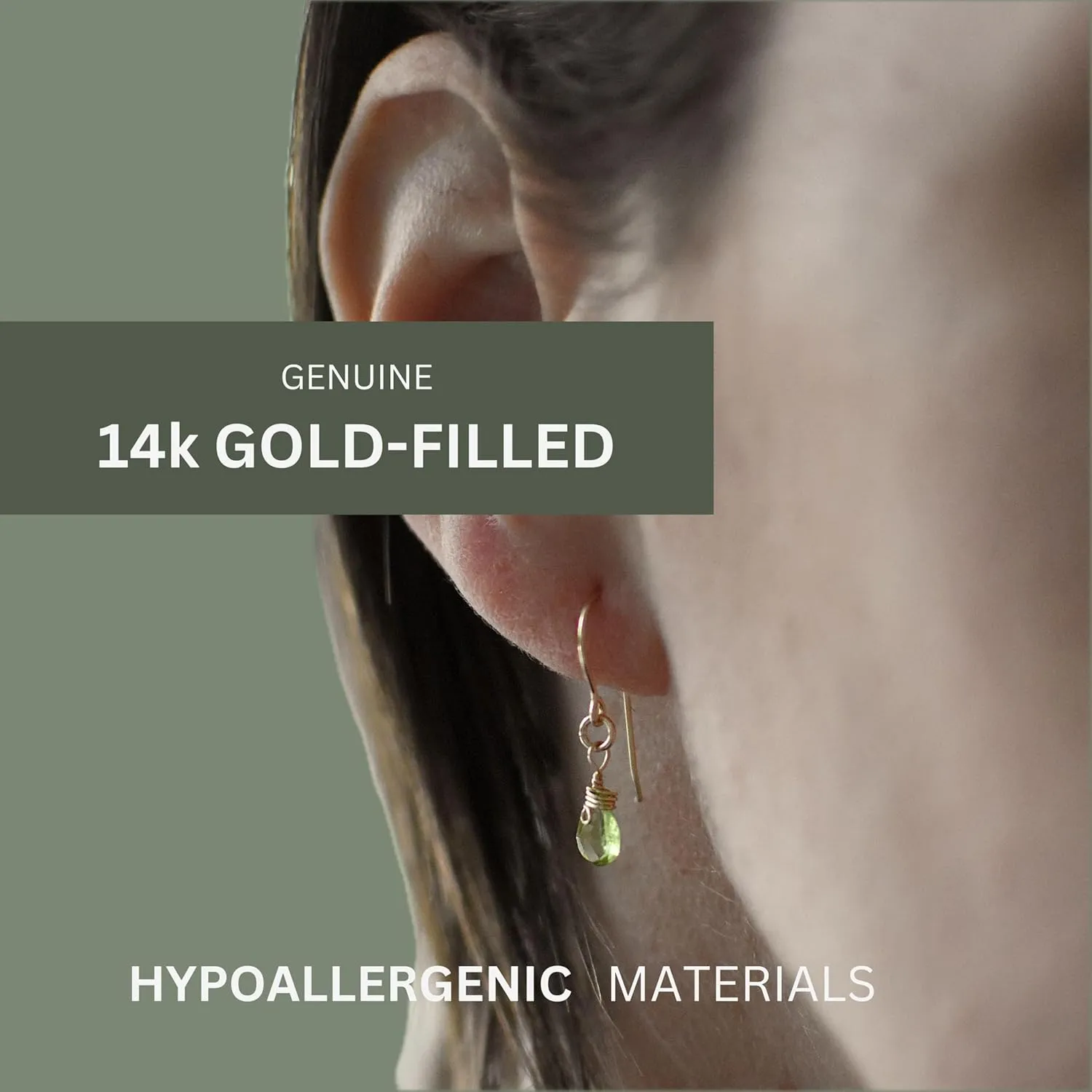Designs by Nature Gems - Genuine Peridot Earrings - Hypoallergenic Gold Filled Earrings - Natural August Birthstone Jewelry - August Gift Jewelry - Handmade Raw Gemstone Jewelry