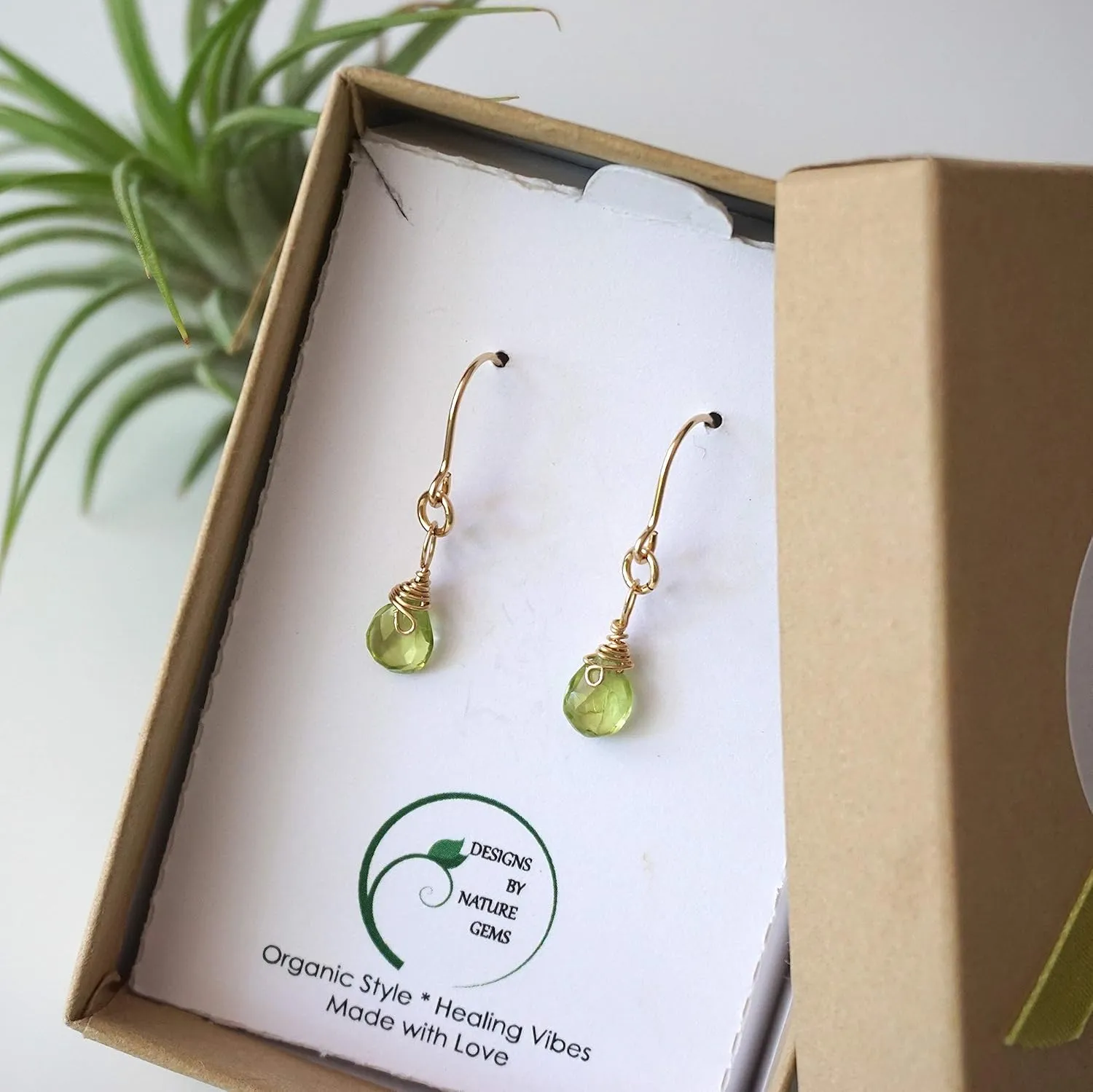 Designs by Nature Gems - Genuine Peridot Earrings - Hypoallergenic Gold Filled Earrings - Natural August Birthstone Jewelry - August Gift Jewelry - Handmade Raw Gemstone Jewelry