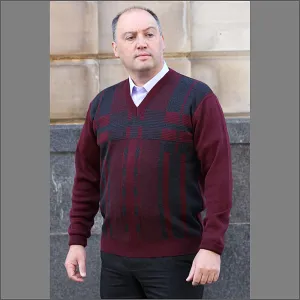 DG's Wine/Grey Pattern V Neck^