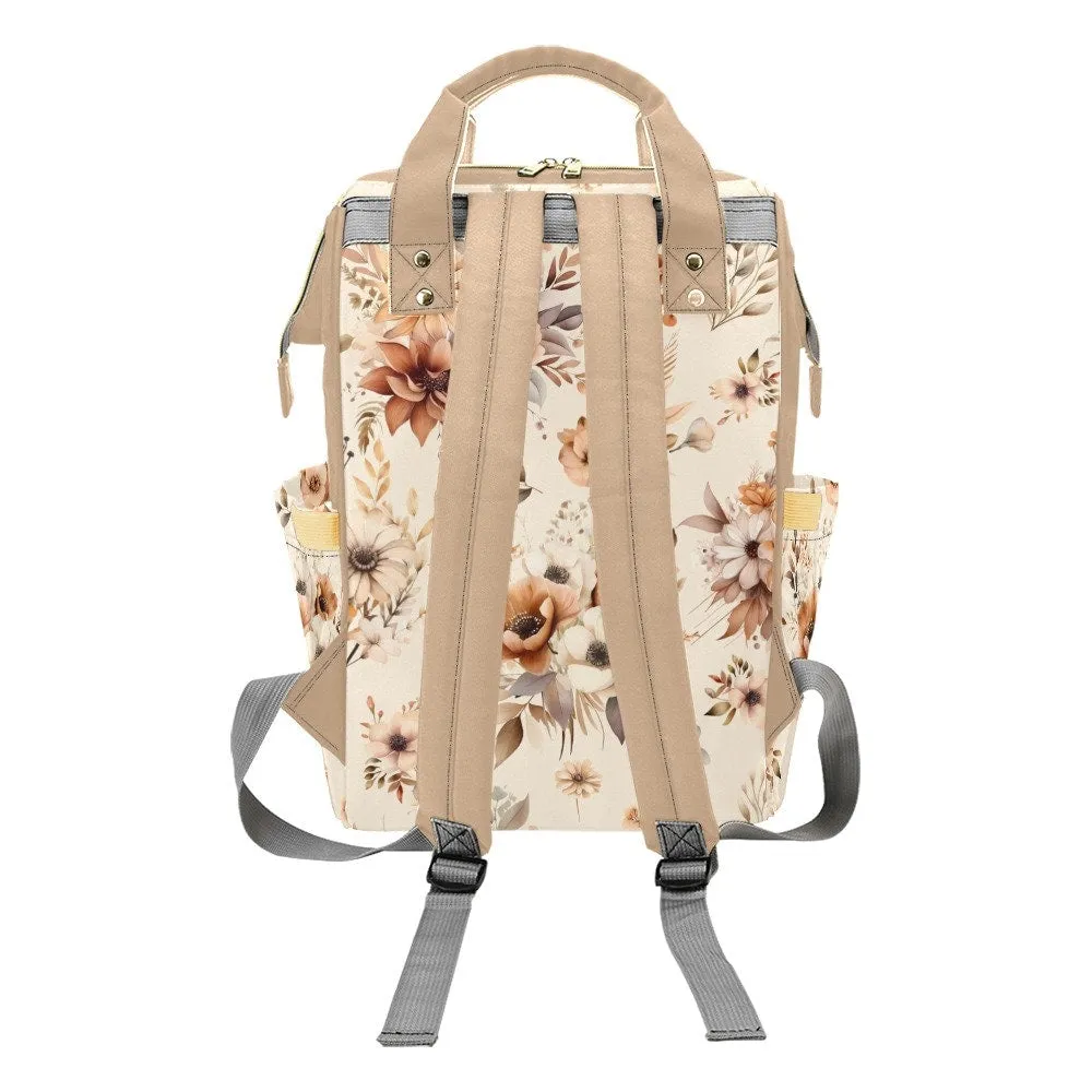 DIAPER BAG BACKPACK - PERSONALIZED NEUTRAL FLORAL