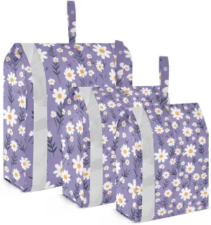 DOMIKING Beautiful Leaves Purple Floral Packing Cubes for Travel Luggage Organizer Hanging Packing Bag for Carry On Suitcase Clothes Set of 3