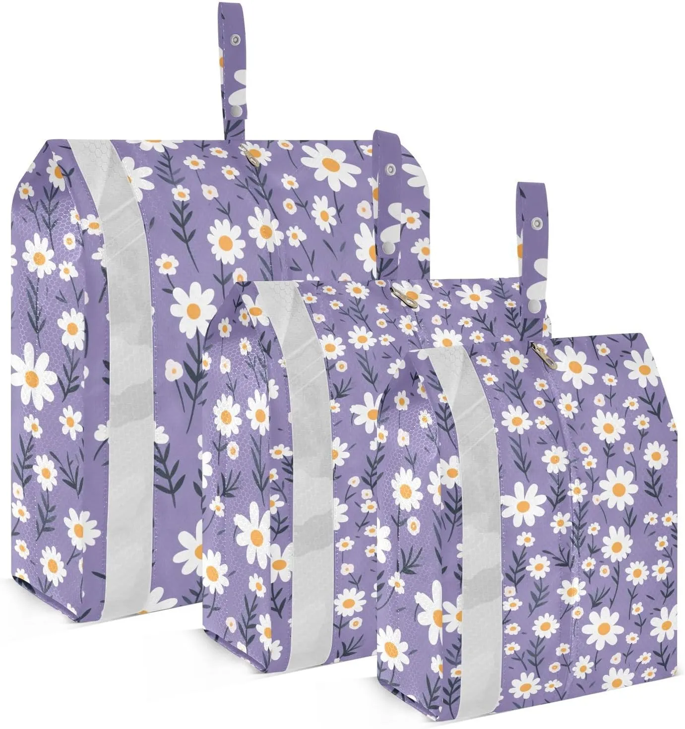 DOMIKING Beautiful Leaves Purple Floral Packing Cubes for Travel Luggage Organizer Hanging Packing Bag for Carry On Suitcase Clothes Set of 3