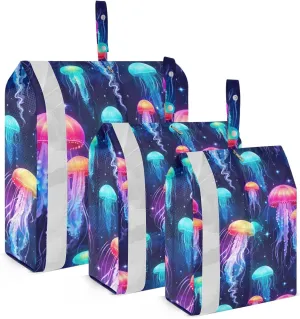 DOMIKING Colorful Jellyfish Packing Cubes for Travel Luggage Organizer Hanging Packing Bag for Home Vacation Set of 3