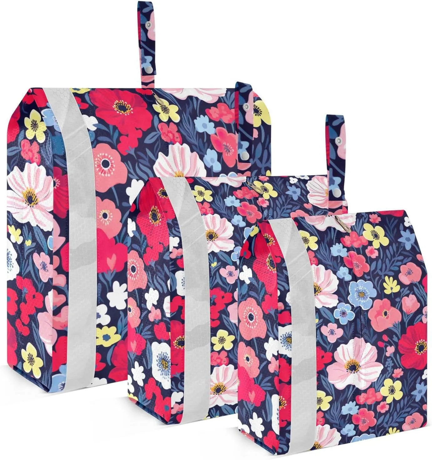 DOMIKING Floral Poppies Flower Spring Packing Cubes for Travel Luggage Organizer Hanging Packing Bag for Clothes Carry On Suitcase Set of 3