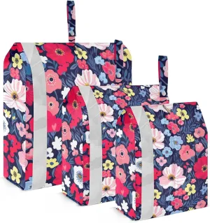 DOMIKING Floral Poppies Flower Spring Packing Cubes for Travel Luggage Organizer Hanging Packing Bag for Clothes Carry On Suitcase Set of 3