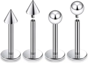 Dyknasz 16G Labret Jewelry Internally Threaded Titanium Snake Bite Piercing Jewelry Lip Rings Studs Monroe Medusa Piercing Jewelry for Women Men