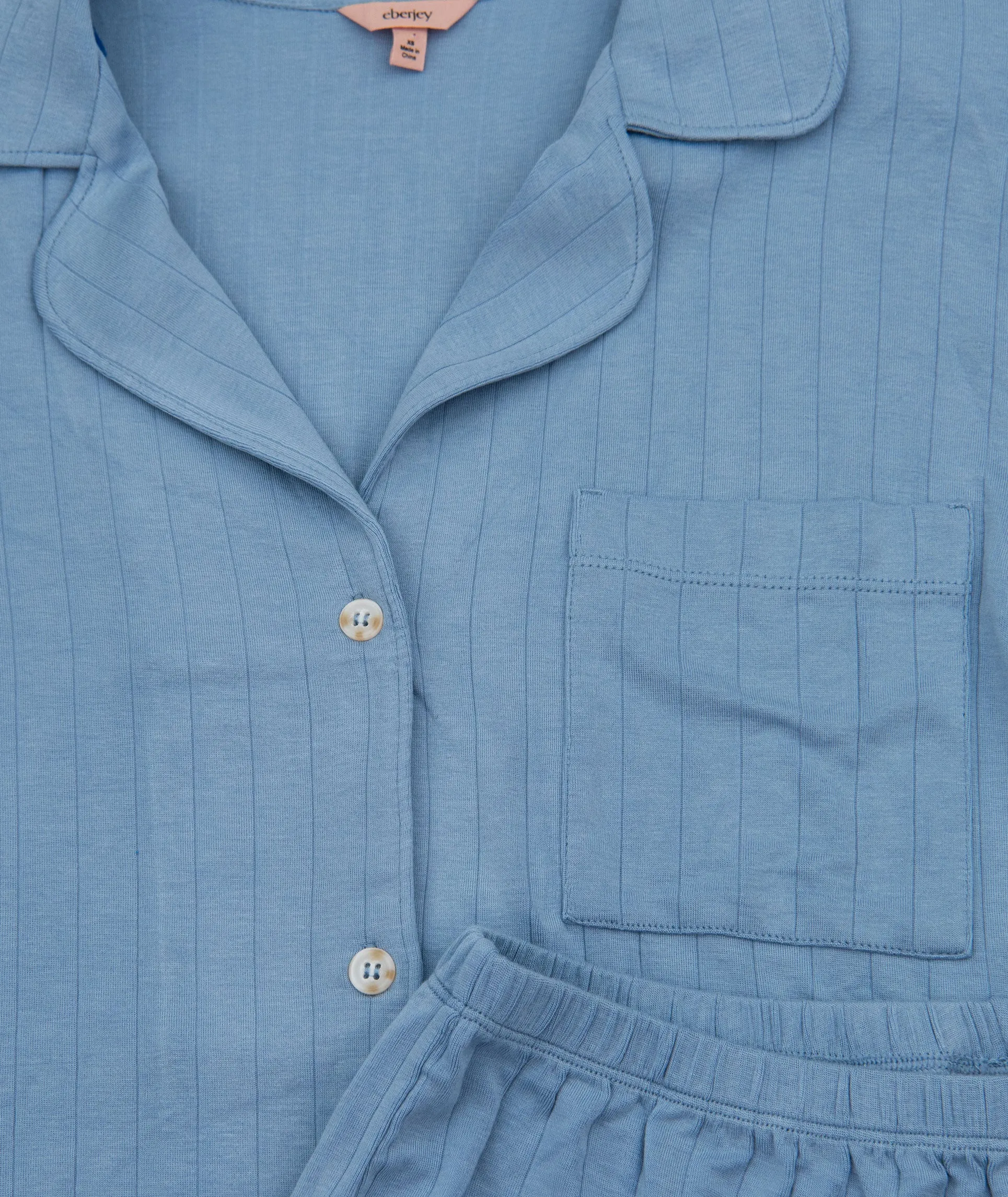 Eberjey Women Gisele Rib Relaxed Short PJ Set Wedgewood Blue