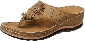 Eduavar Orthopedic Sandals for Women, Flat Sandals for Women Summer Open Toe Flip Flops Sandals Summer Beach Sandals Slippers