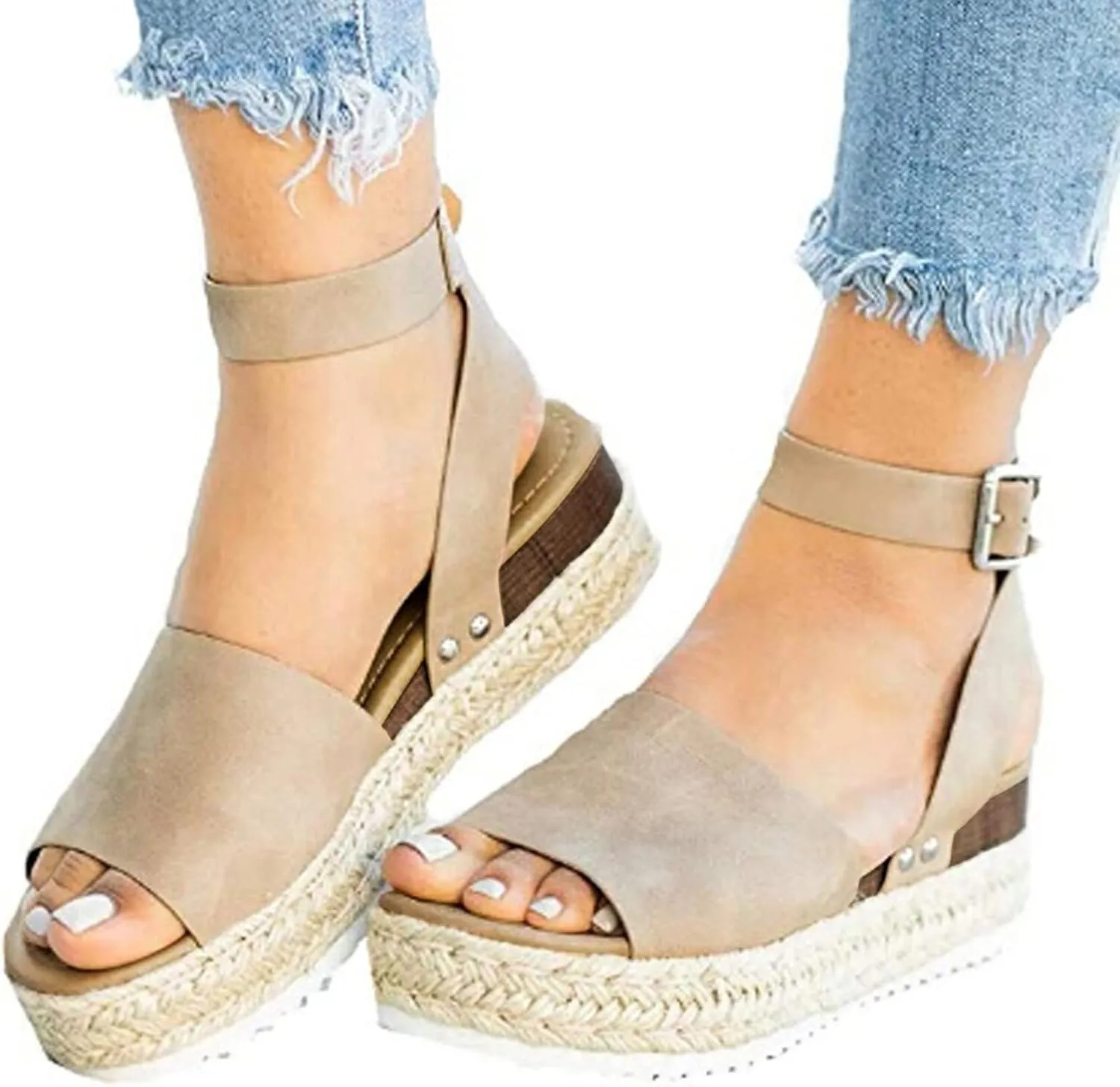 Eduavar Platform Sandals Women Dressy, Sandals for Women Dressy Summer Open Toe Sandals Comfortable Wedge Sandals Shoes