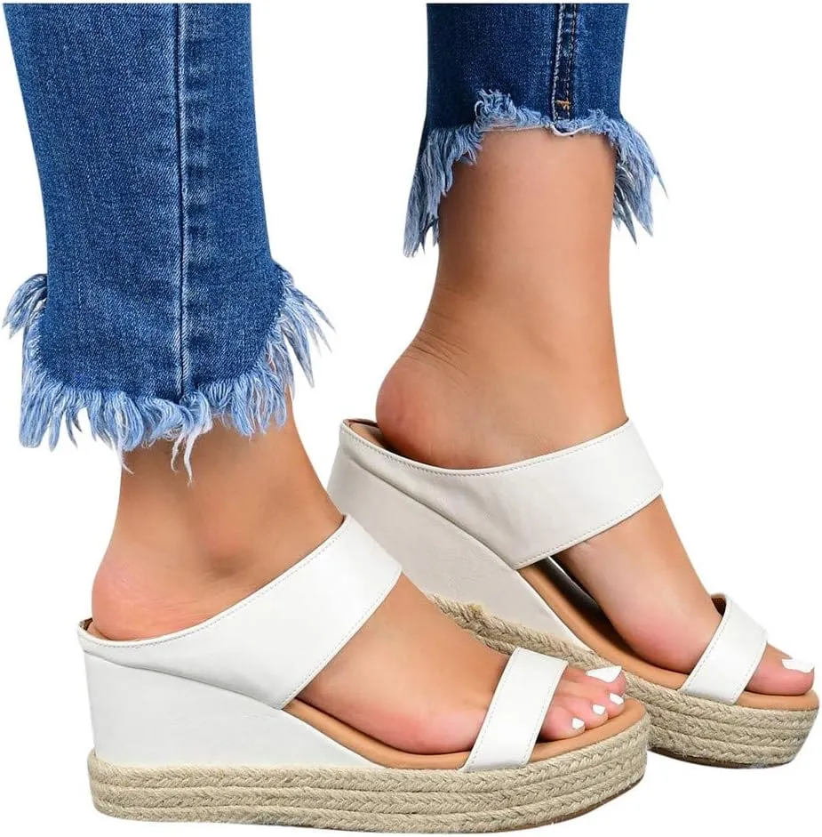 Eduavar Sandals for Women 2023, Orthopedic Sandals for Women Espadrille Wedge Platform Sandals Anti-Slip Sandals