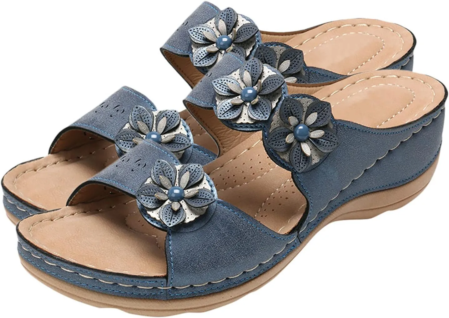 Eduavar Sandals for Women Casual Summer Orthopedic Sandals for Women Arch Support Sandals Women's Summer Flip Flops Slippers