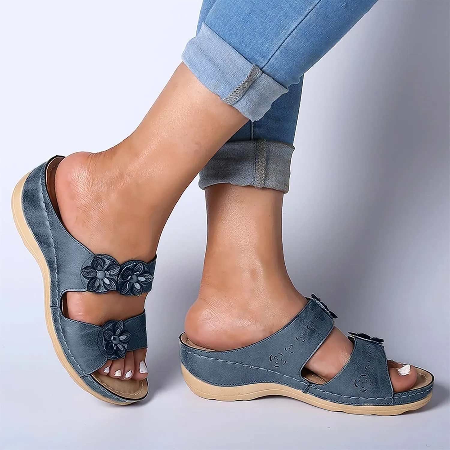 Eduavar Sandals for Women Casual Summer Orthopedic Sandals for Women Arch Support Sandals Women's Summer Flip Flops Slippers