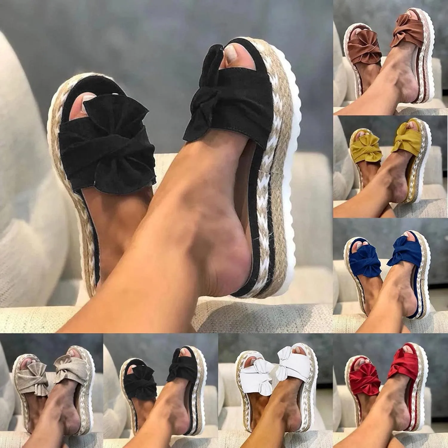 Eduavar Sandals for Women Dressy Summer, Espadrille Sandals for Women Slip-on Open Toe Sandals Casual Summer Beach Sandals