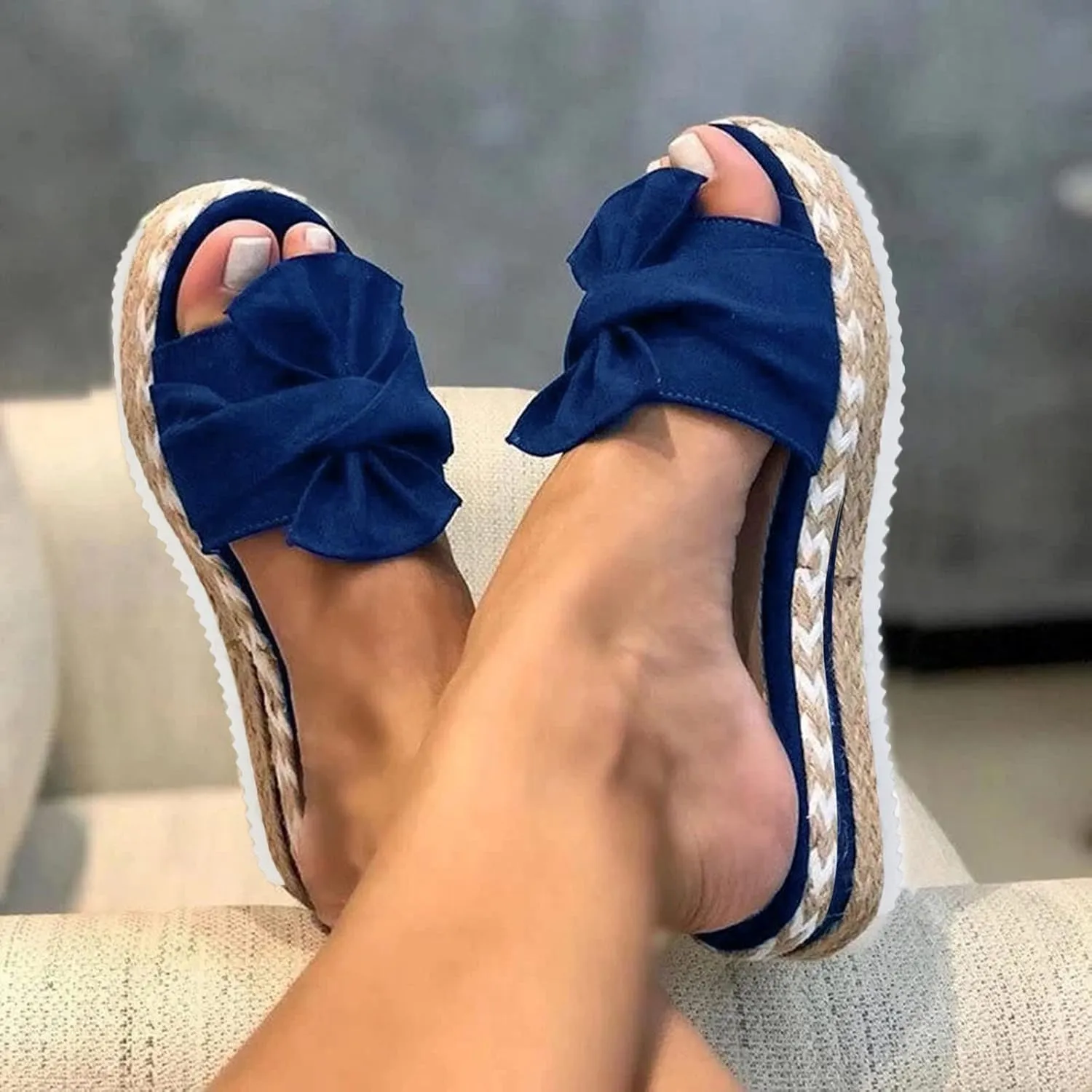 Eduavar Sandals for Women Dressy Summer, Espadrille Sandals for Women Slip-on Open Toe Sandals Casual Summer Beach Sandals