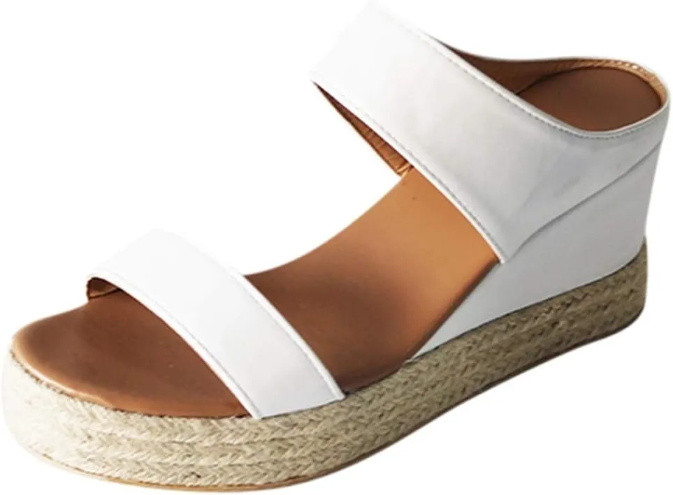 Eduavar Sandals for Women Dressy Summer, Platform Sandals Women Espadrille Wedge Sandals Summer Travel Sandals Slippers