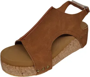 Eduavar Sandals for Women Dressy Summer, Wedge Sandals for Women Open Toe Platform Sandals Comfortable Beach Sandals Shoes