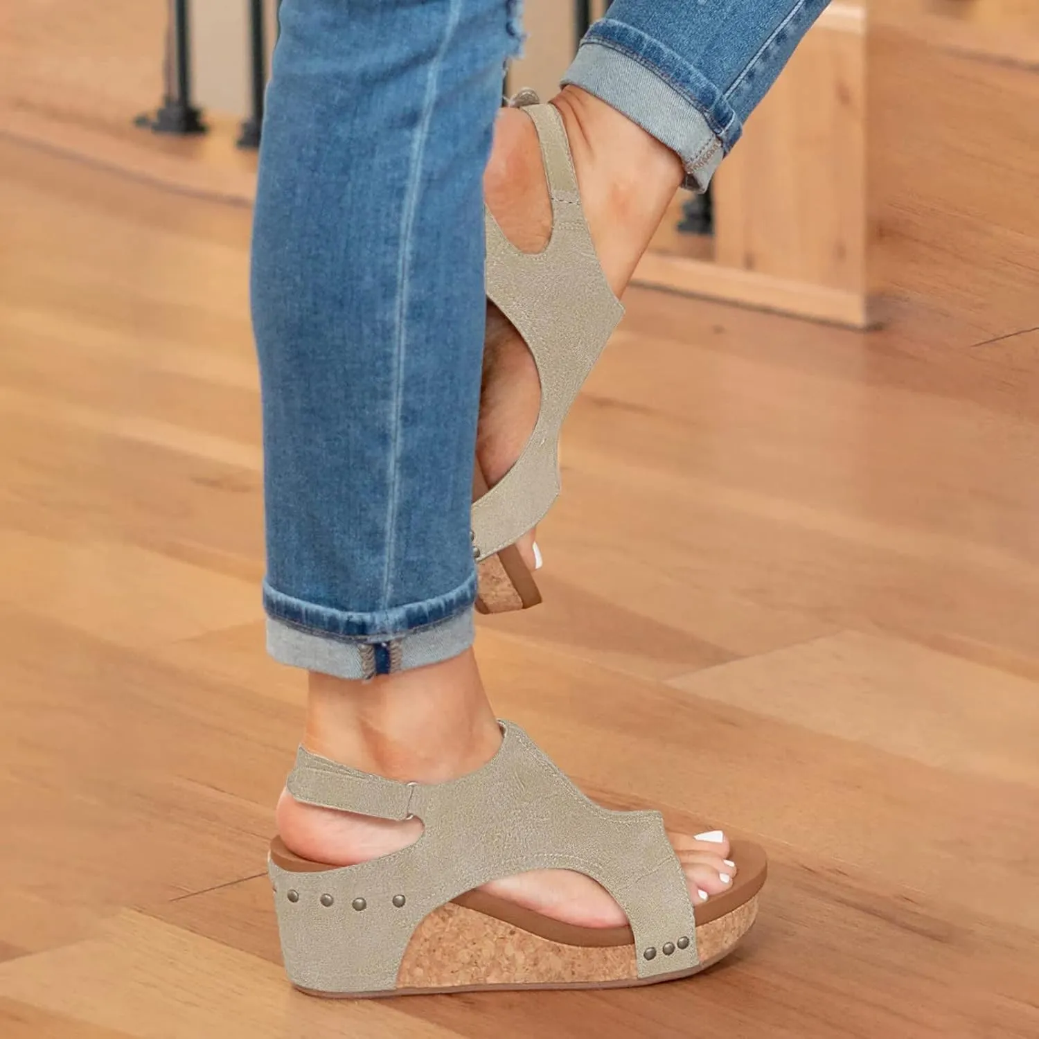 Eduavar Sandals for Women Dressy Summer, Wedge Sandals for Women Open Toe Platform Sandals Comfortable Beach Sandals Shoes