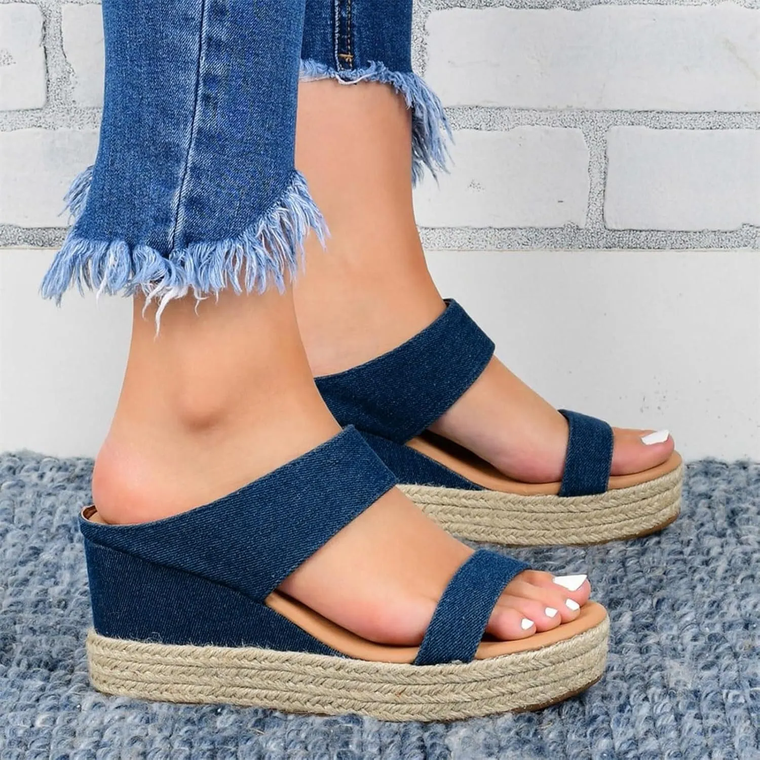 Eduavar Wedge Sandals for Women Dressy, Espadrille Sandals for Women Platform Open Toe Sandals Slippers Summer Beach Sandals