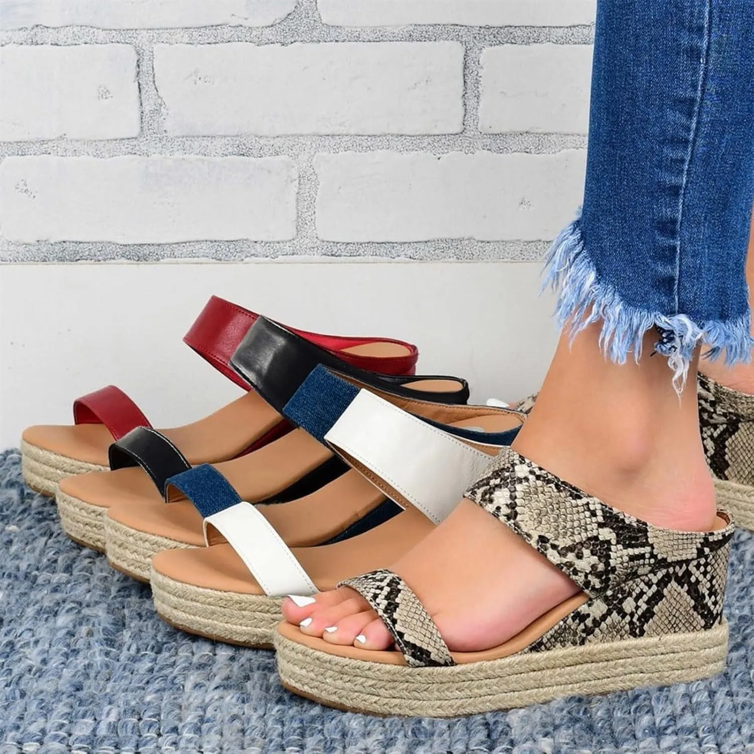 Eduavar Wedge Sandals for Women Dressy, Espadrille Sandals for Women Platform Open Toe Sandals Slippers Summer Beach Sandals
