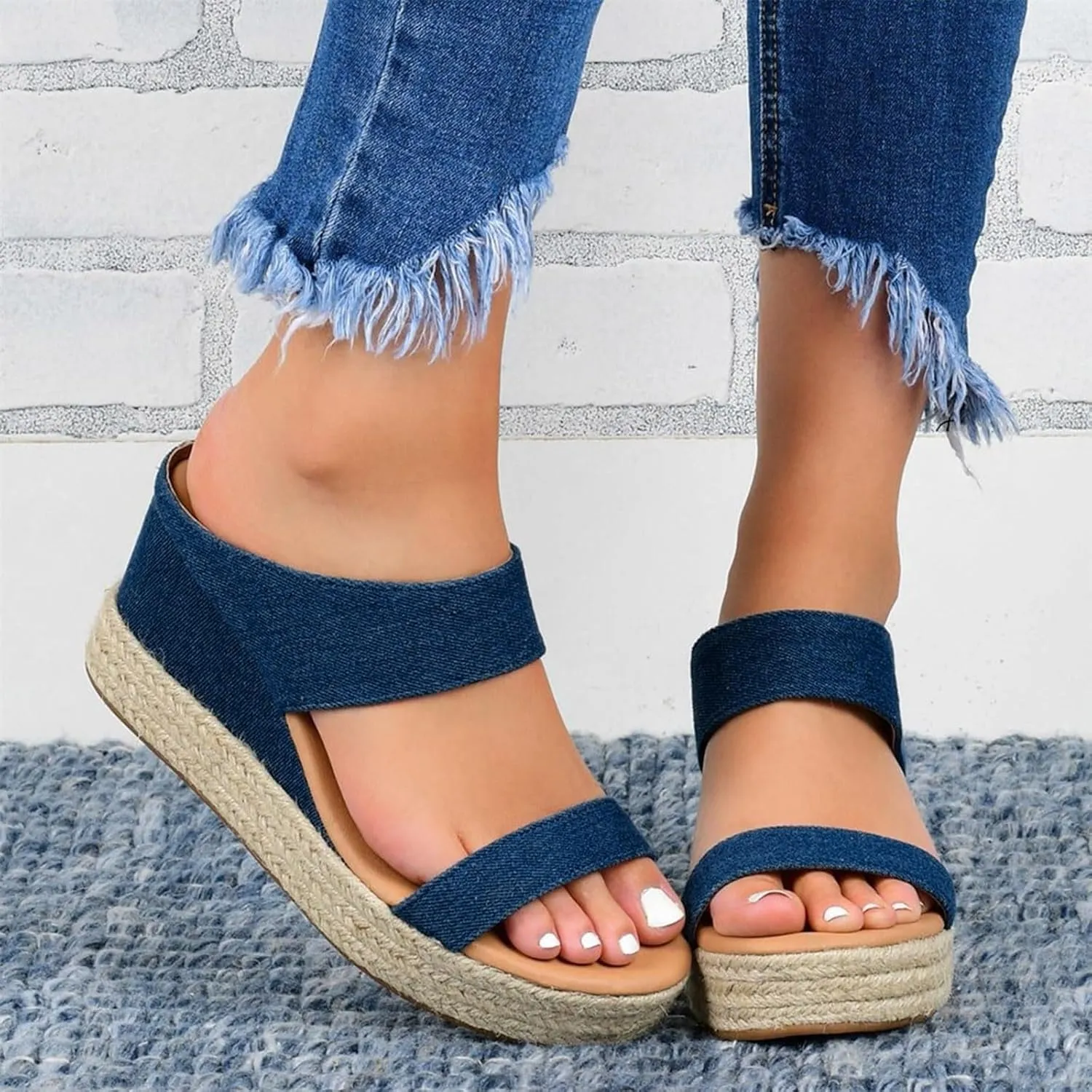 Eduavar Wedge Sandals for Women Dressy, Espadrille Sandals for Women Platform Open Toe Sandals Slippers Summer Beach Sandals