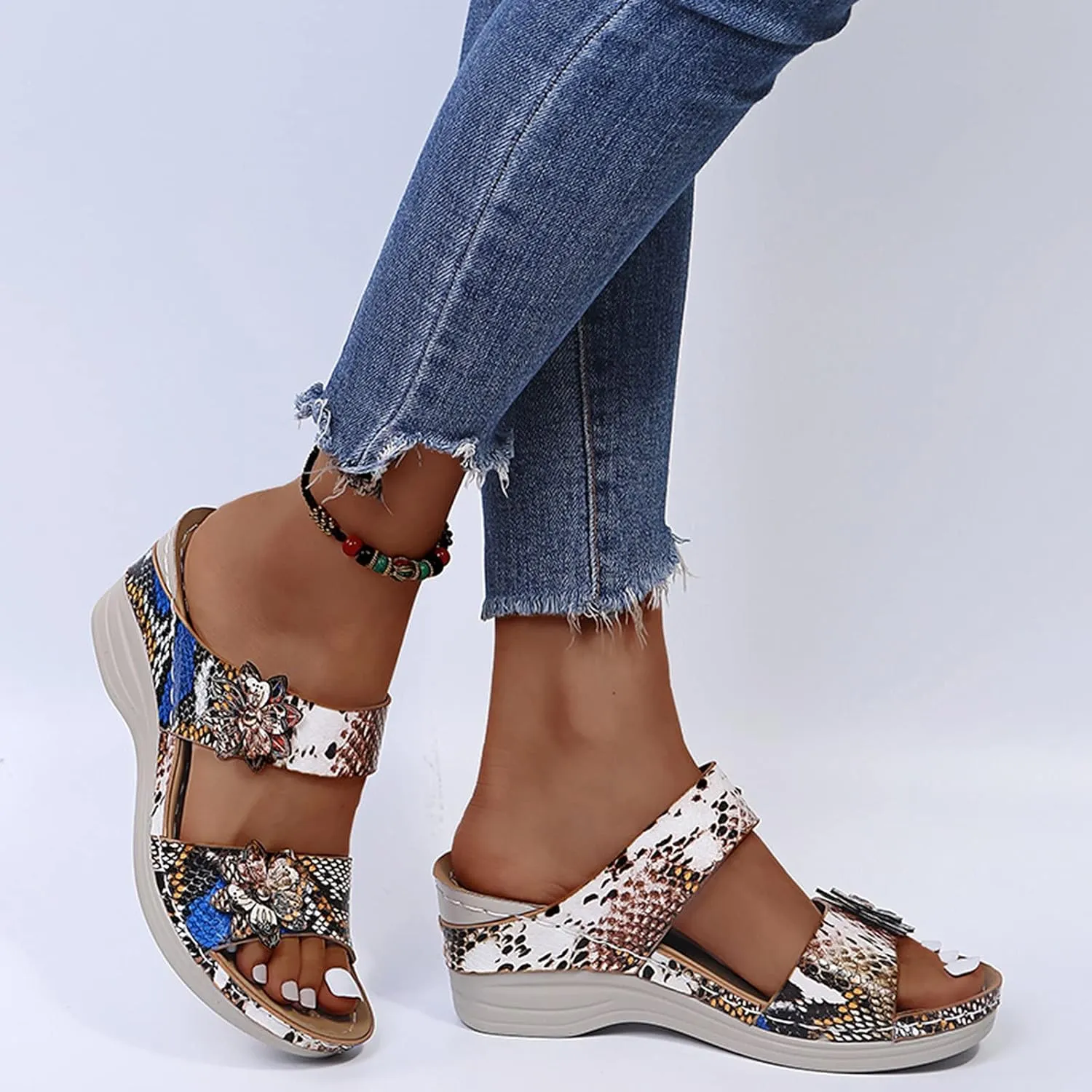 Eduavar Wedge Sandals for Women Dressy, Sandals for Women Dressy Summer Open Toe Sandals Fashion Breathable Travel Sandals