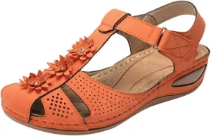 Eduavar Wedge Sandals for Women, Womens Sandals Dressy Hollow Out Sandals Shoes with Ankle Strap Breathable Sandals