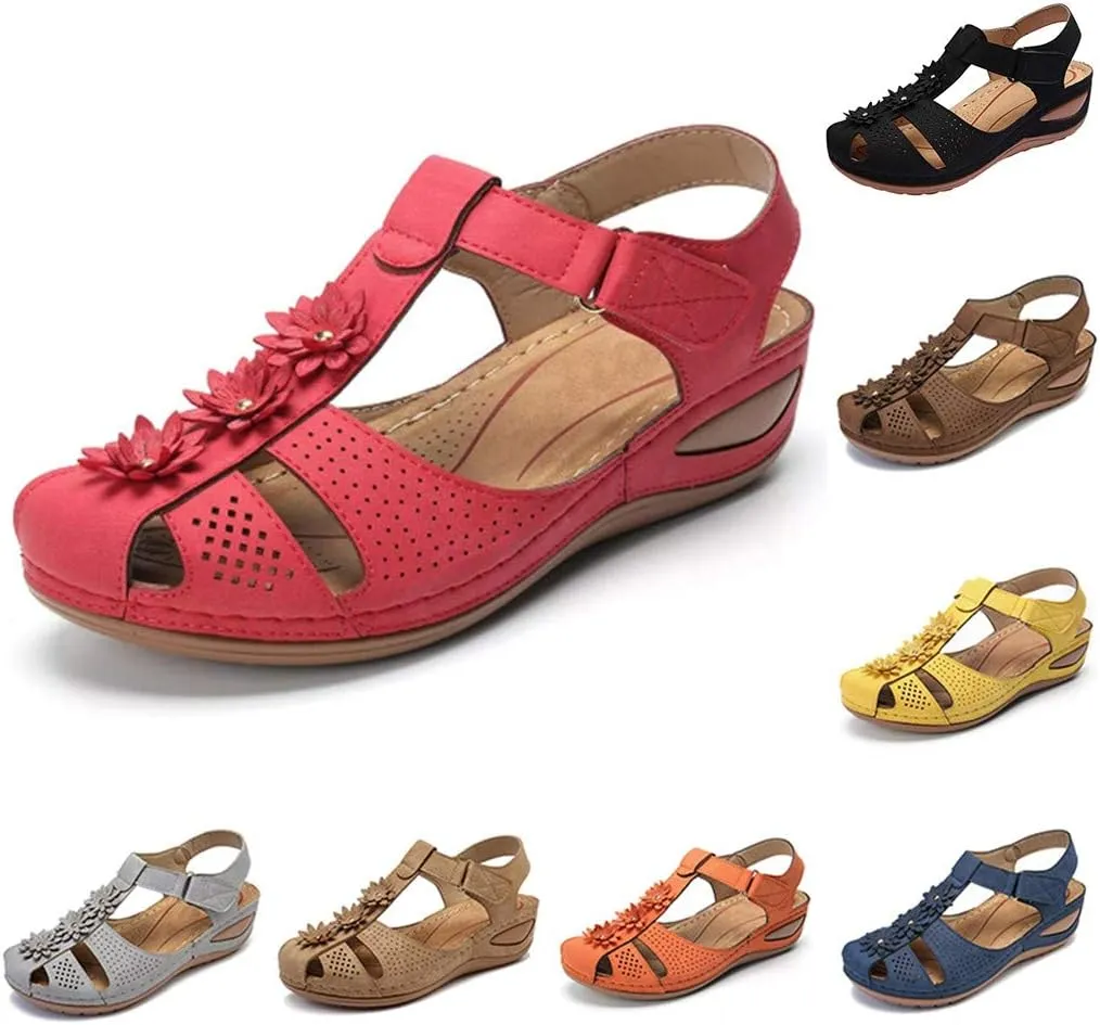 Eduavar Wedge Sandals for Women, Womens Sandals Dressy Hollow Out Sandals Shoes with Ankle Strap Breathable Sandals