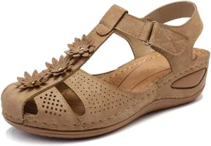Eduavar Wedge Sandals for Women, Womens Sandals Dressy Hollow Out Sandals Shoes with Ankle Strap Breathable Sandals