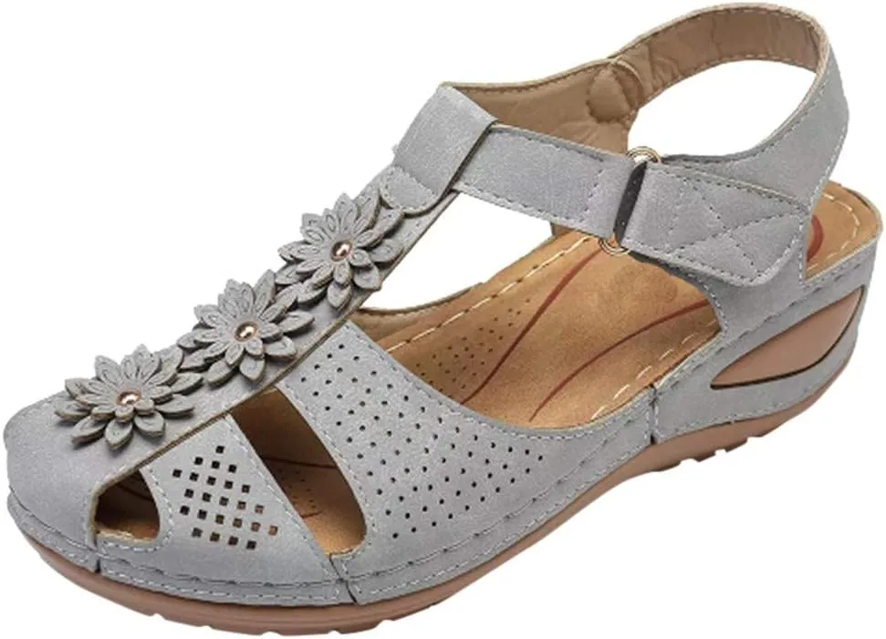 Eduavar Wedge Sandals for Women, Womens Sandals Dressy Hollow Out Sandals Shoes with Ankle Strap Breathable Sandals