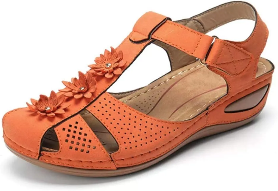 Eduavar Wedge Sandals for Women, Womens Sandals Dressy Hollow Out Sandals Shoes with Ankle Strap Breathable Sandals