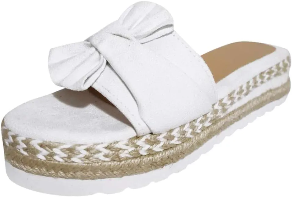Eduavar Womens Sandals, Sandals Women Dressy Summer Espadrille Platform Sandals Open Toe Bow Tie Sandals
