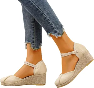 Eduavar Womens Wedge Sandals, Orthopedic Sandals for Women Close Toe Shoes Espadrille Wedge Platform Sandals