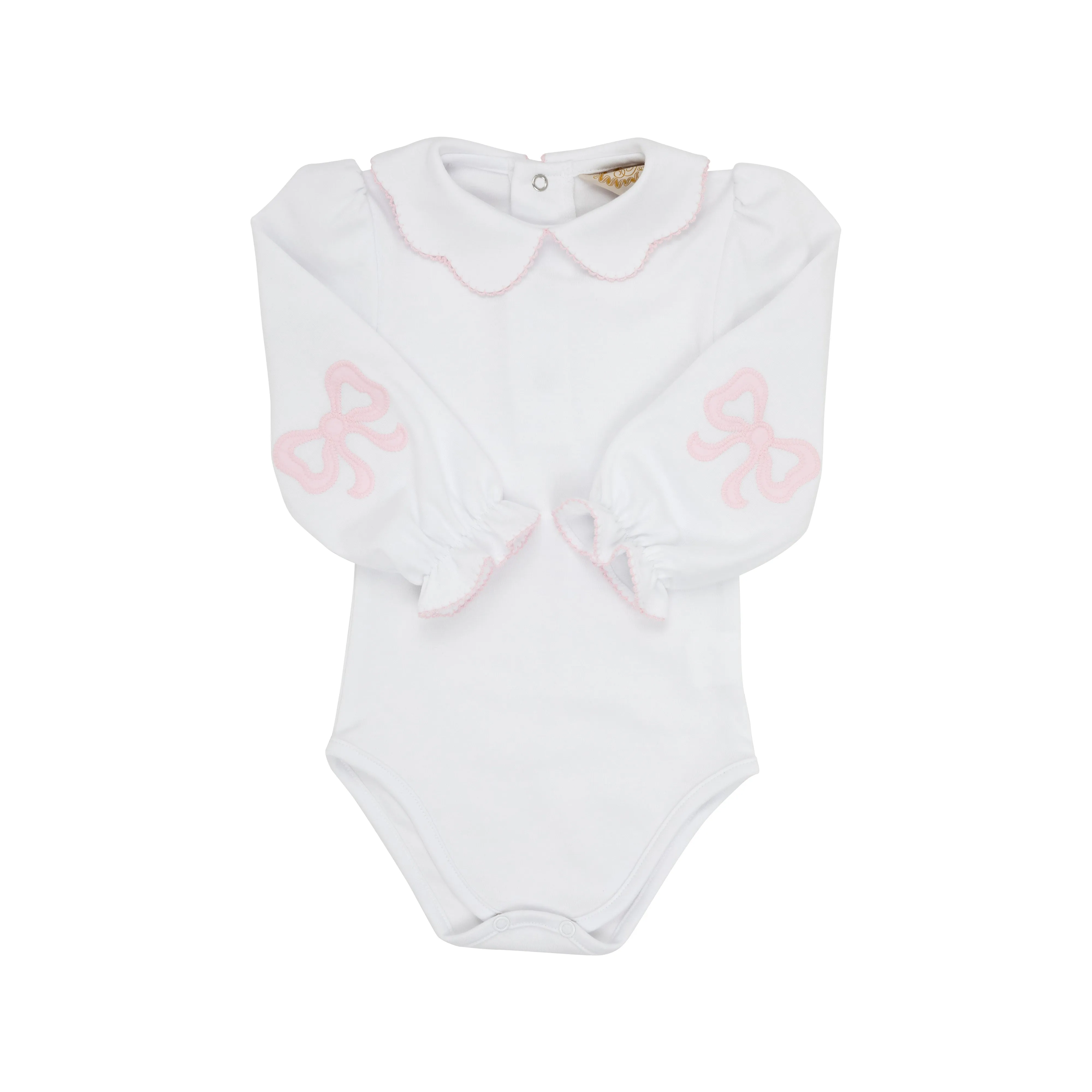 Emma's Elbow Patch Top & Onesie - Worth Avenue White with Palm Beach Pink