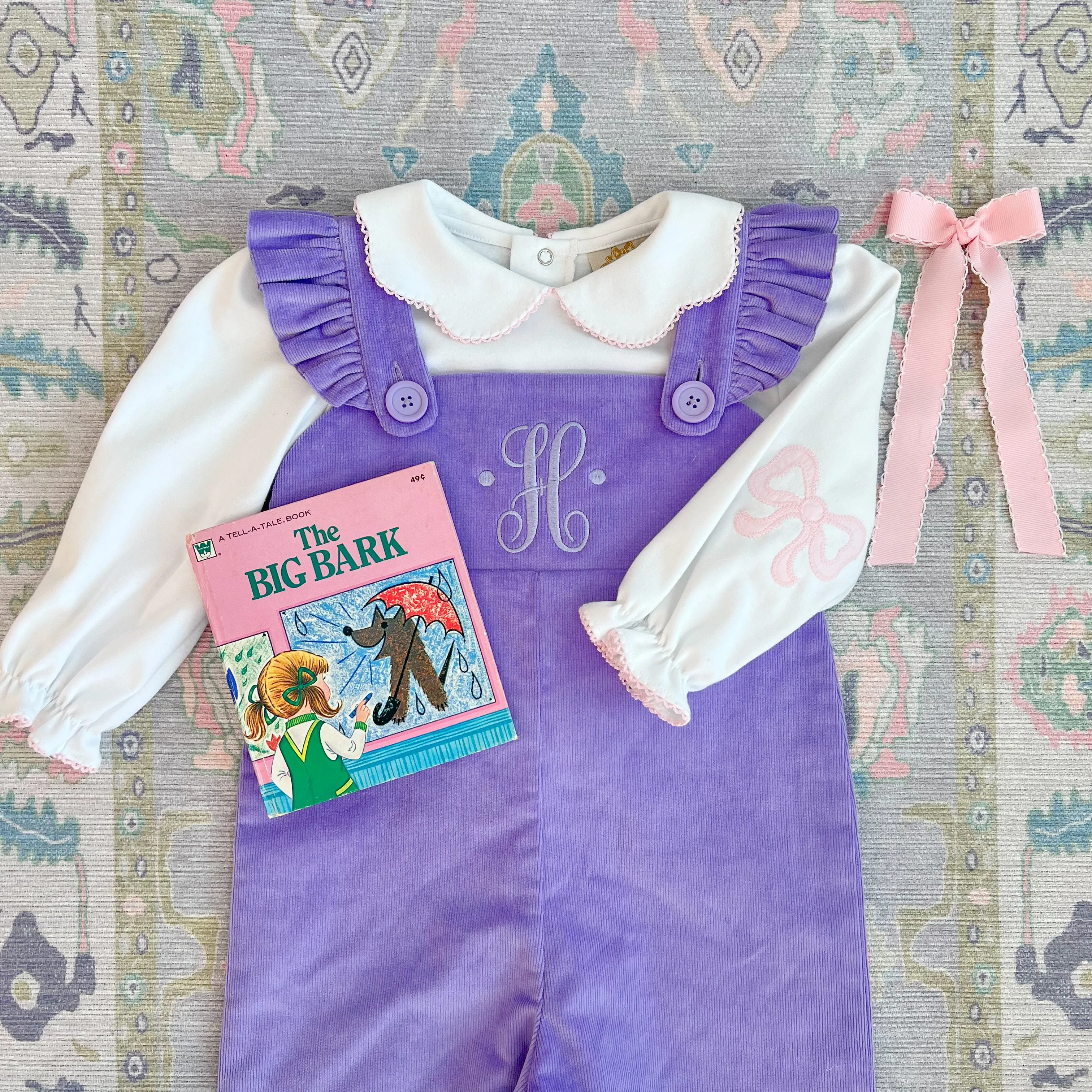 Emma's Elbow Patch Top & Onesie - Worth Avenue White with Palm Beach Pink