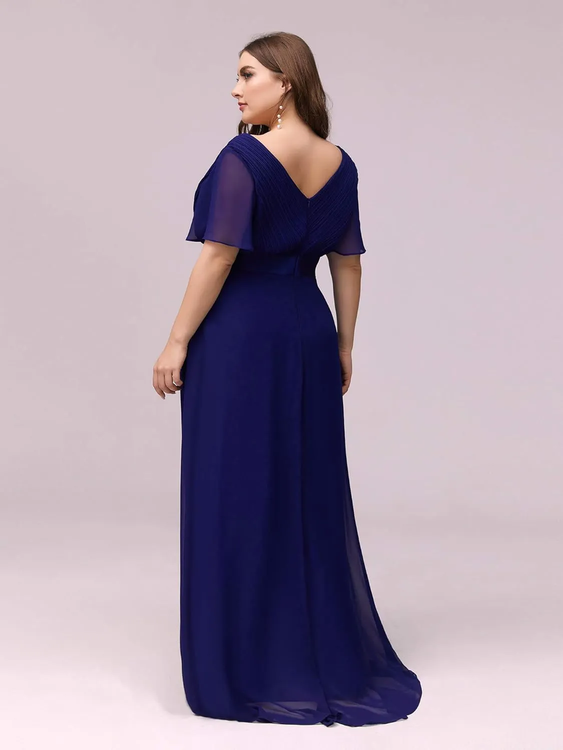 Ever-Pretty Women's Double V-Neck Chiffon Formal Dresses Plus Size Bridesmaid Dress 09890-DA