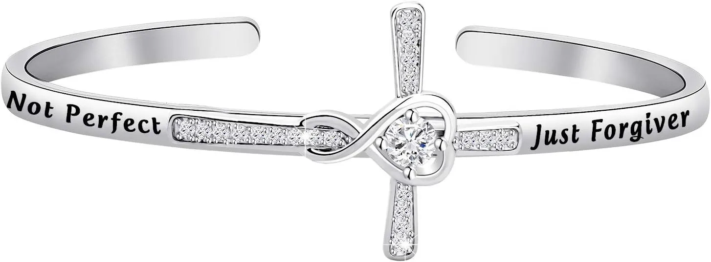 Faith Jewelry Christian Jewelry Religious Bracelet Not Perfect Just Forgiven Christian Cross Bracelet