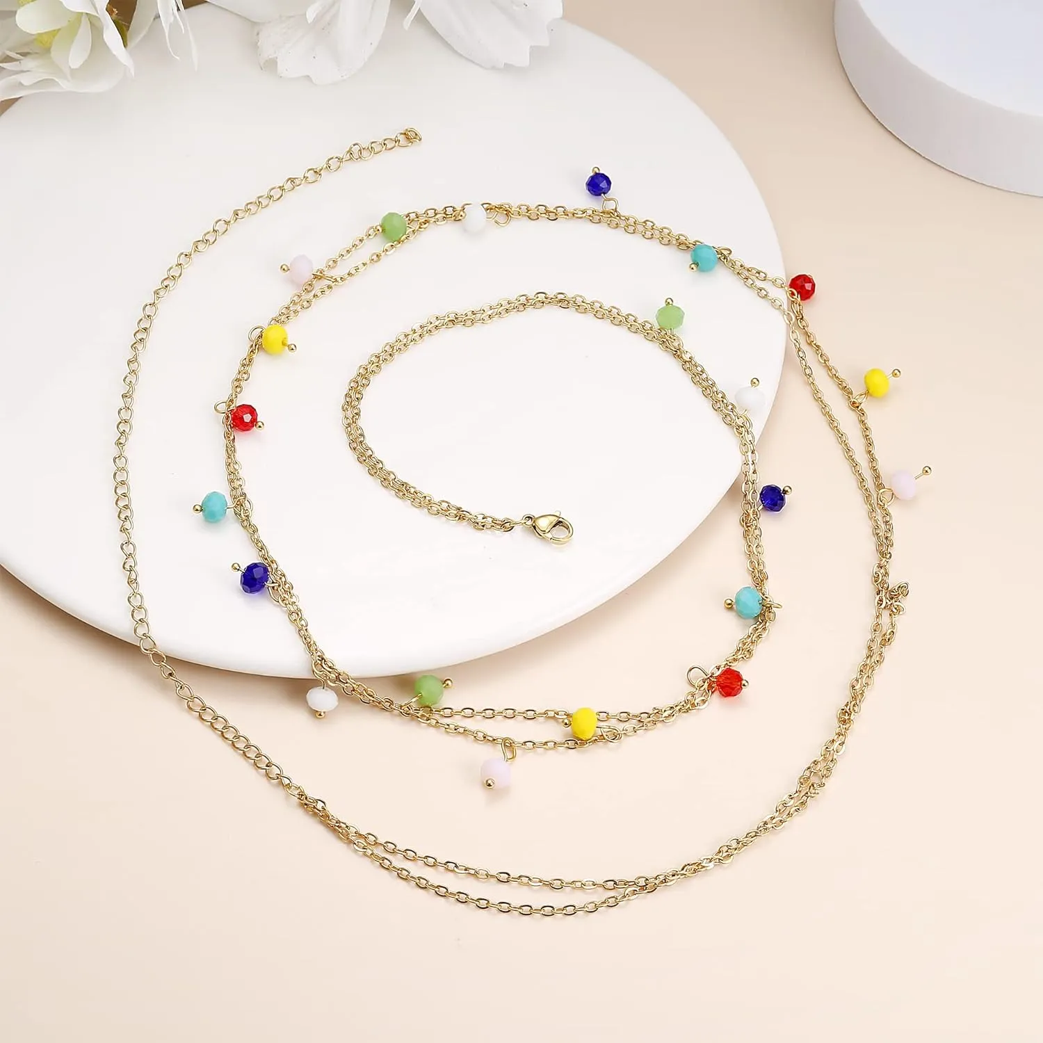 FIBO STEEL 18K Gold Plated Waist Chains Body Chains for Women Stainless Steel Bikini Belly Chains Layered Summer Beach Body Jewelry Adjustable