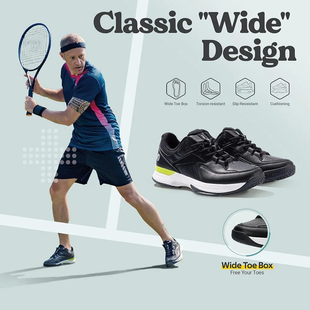 FitVille Mens Wide Pickleball Shoes All Court Tennis Shoes with Arch Support for Plantar Fasciitis