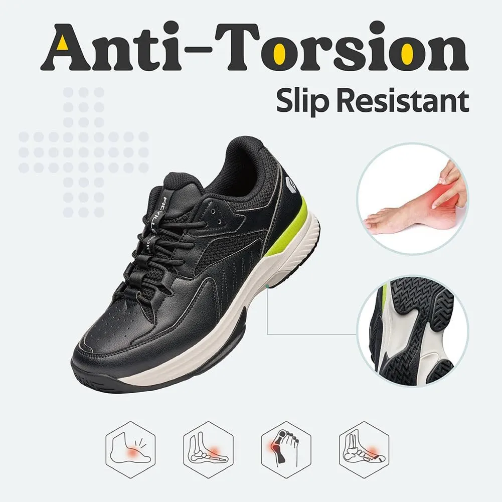 FitVille Mens Wide Pickleball Shoes All Court Tennis Shoes with Arch Support for Plantar Fasciitis