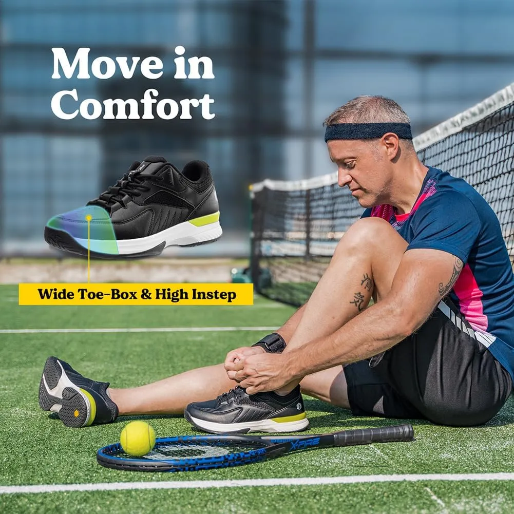 FitVille Mens Wide Pickleball Shoes All Court Tennis Shoes with Arch Support for Plantar Fasciitis