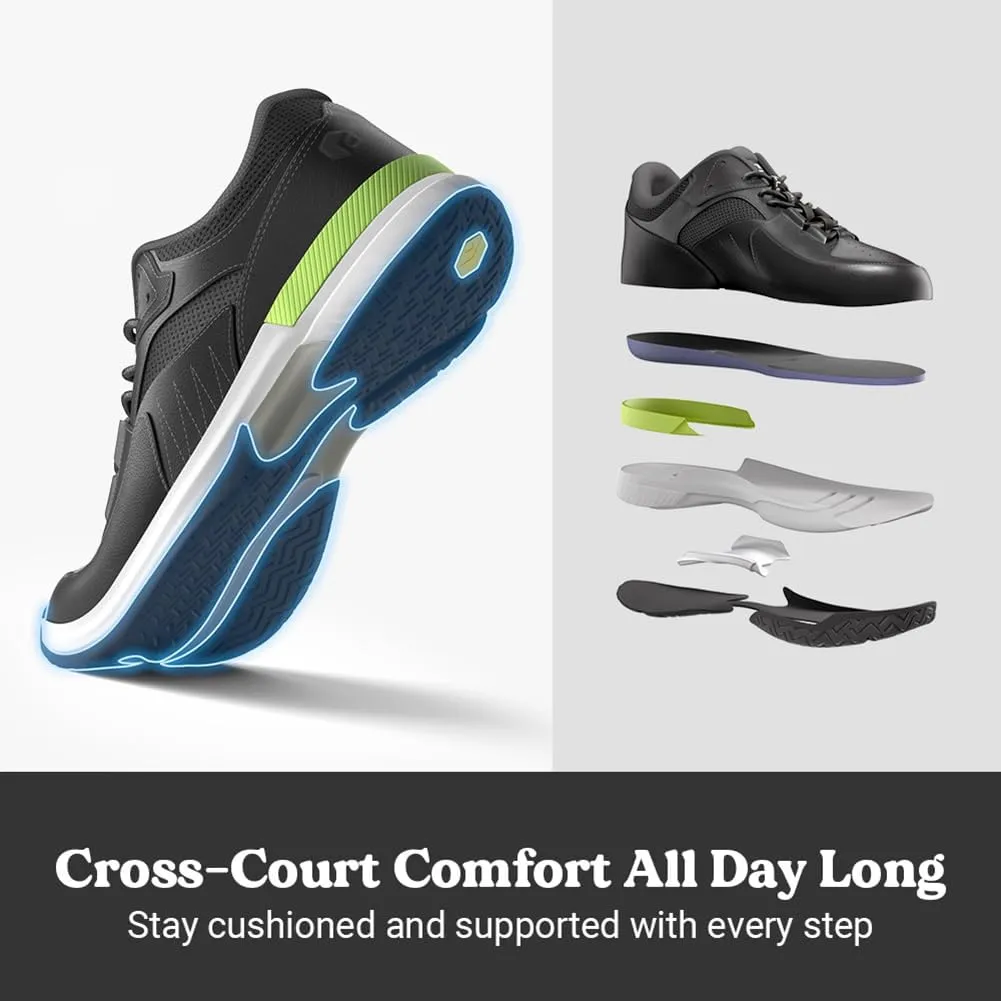 FitVille Mens Wide Pickleball Shoes All Court Tennis Shoes with Arch Support for Plantar Fasciitis