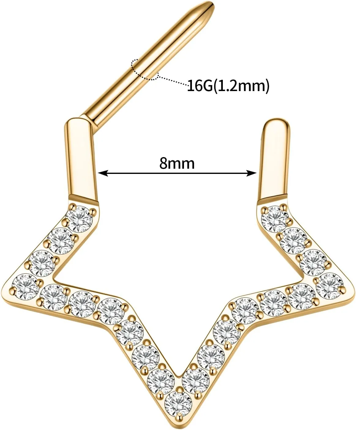 FUNLMO Star Septum Jewelry Daith Piercing Jewelry Nose Ring Huggie Earring Cartilage Earring Tragus Helix Rook Conch Piercing Jewelry 316L Surgical Steel