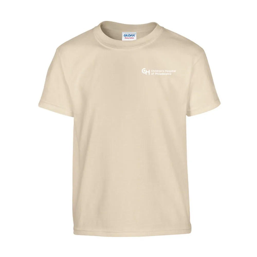 Gildan Youth Heavy Cotton Neutral Color T-Shirt with White Logo