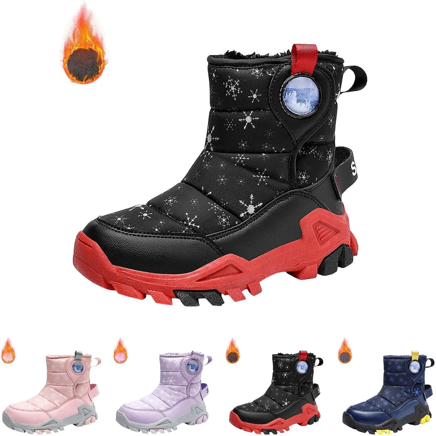 Girls Boys Snow Boots Outdoor Warm Comfortable Non Slip Mid Calf Padded Small Big Kids Winter Shoes Big Kid