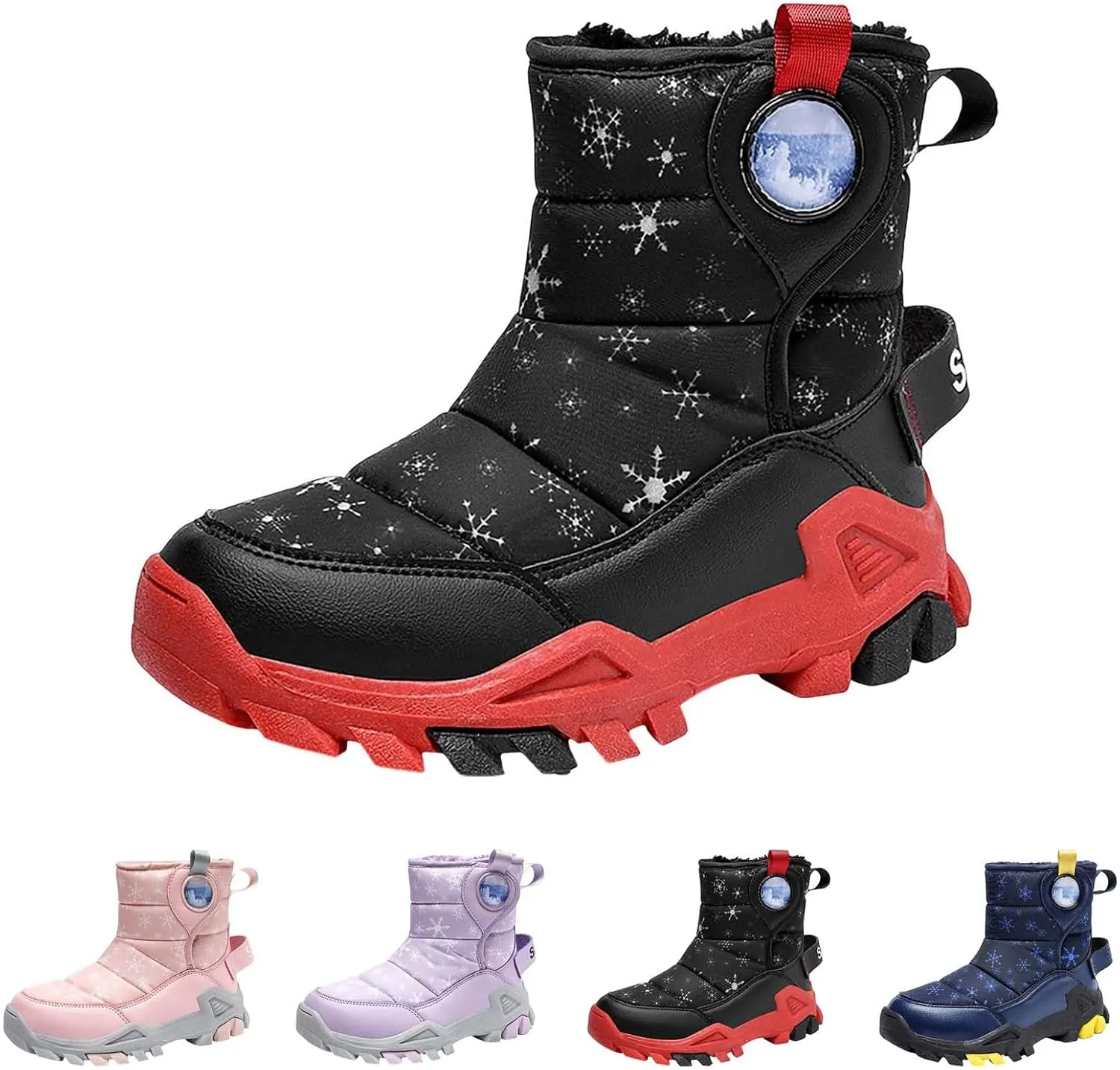 Girls Boys Snow Boots Outdoor Warm Comfortable Non Slip Mid Calf Padded Small Big Kids Winter Shoes for Toddler Girls