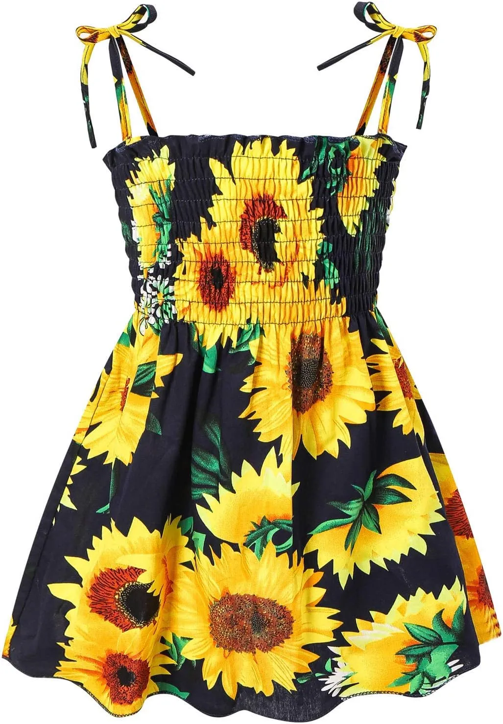Girl's Ditsy Floral Print Ruffle Hem Cam Dress Spaghetti Strap Rainbow Mini Casual Dresses for Summer
