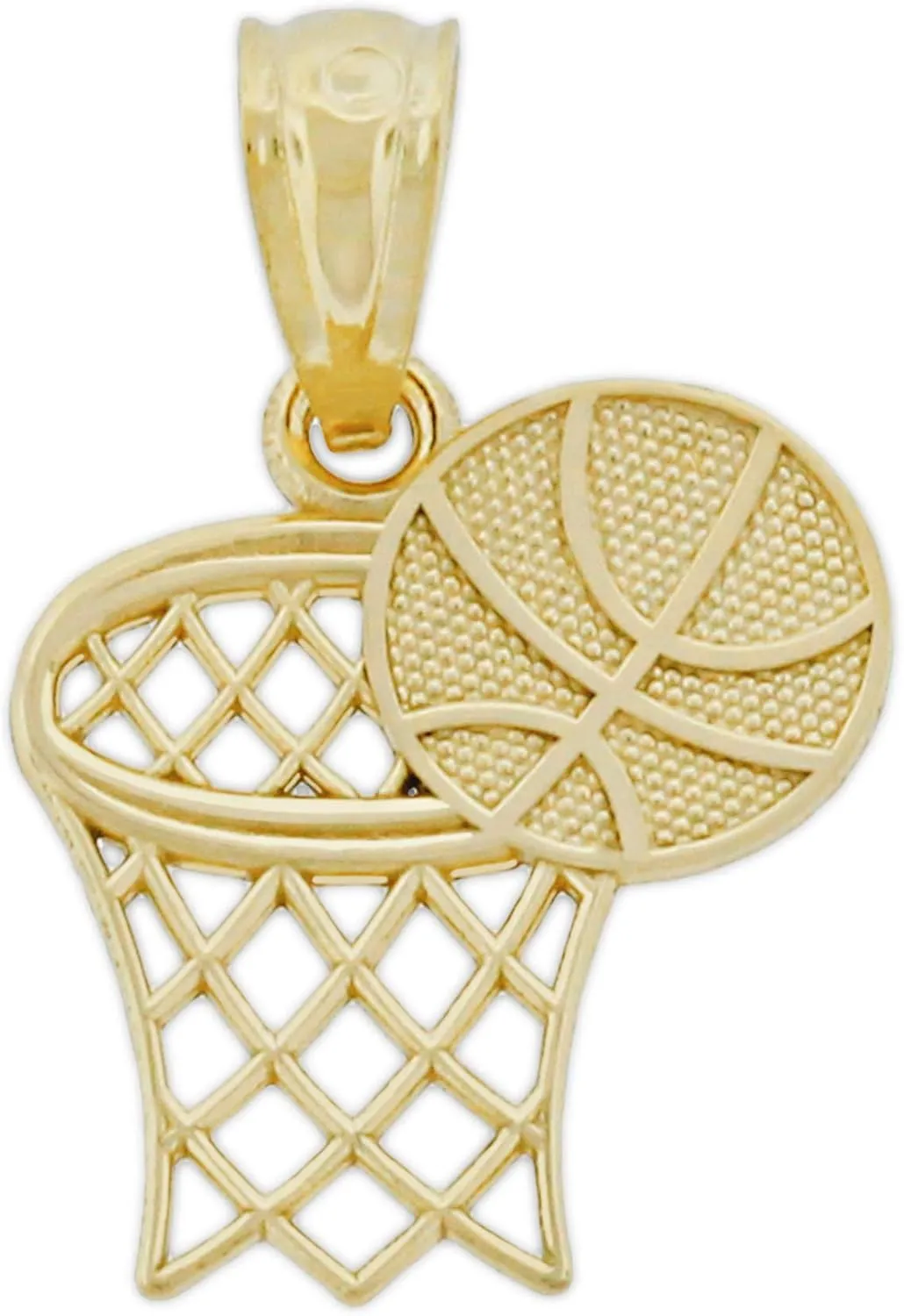 Gold Basketball Hoop Charm Pendant - 10 Karat Gold - Sports Jewelry - Basketball Team Jewelry