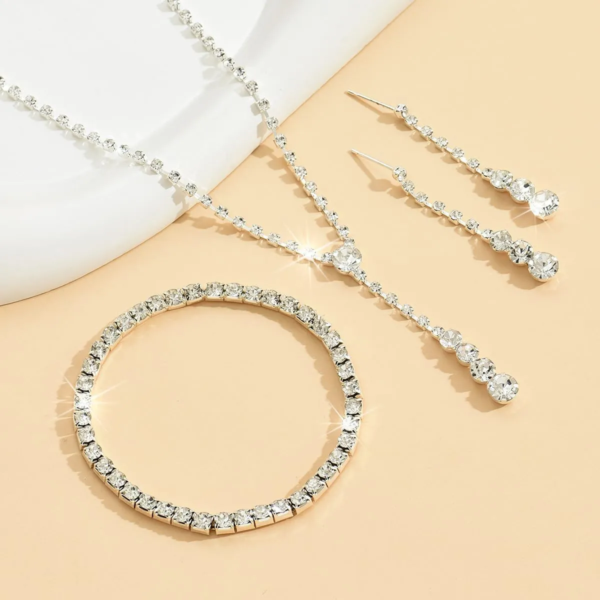 Gold Jewelry Set for Prom,Pearl Necklace Earrings Bracelet Crystal Bridal Wedding Prom Dresses Costume Jewelry Accessories Rhinestone Bridal Jewelry Set for Women
