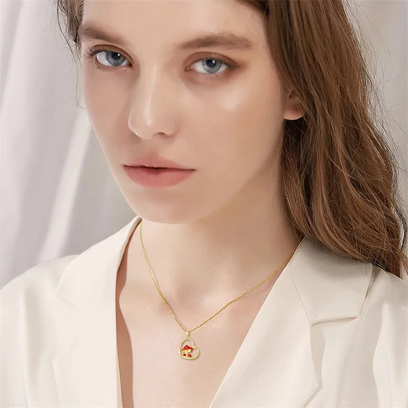 Gold Mushroom Necklace for Women Mushroom Pendant Necklace Mushroom Jewelry Mushroom Heart Pendant Necklace Gifts for Her 16 1 1 Inch